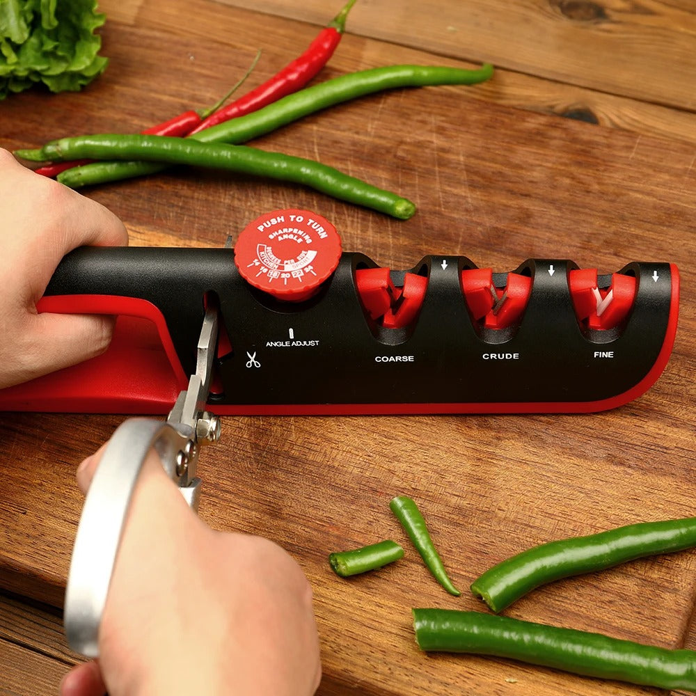 Affûteur de Couteaux Réglable Professionnel 4 en 1 - Outil Polyvalent pour Cuisine et Maison